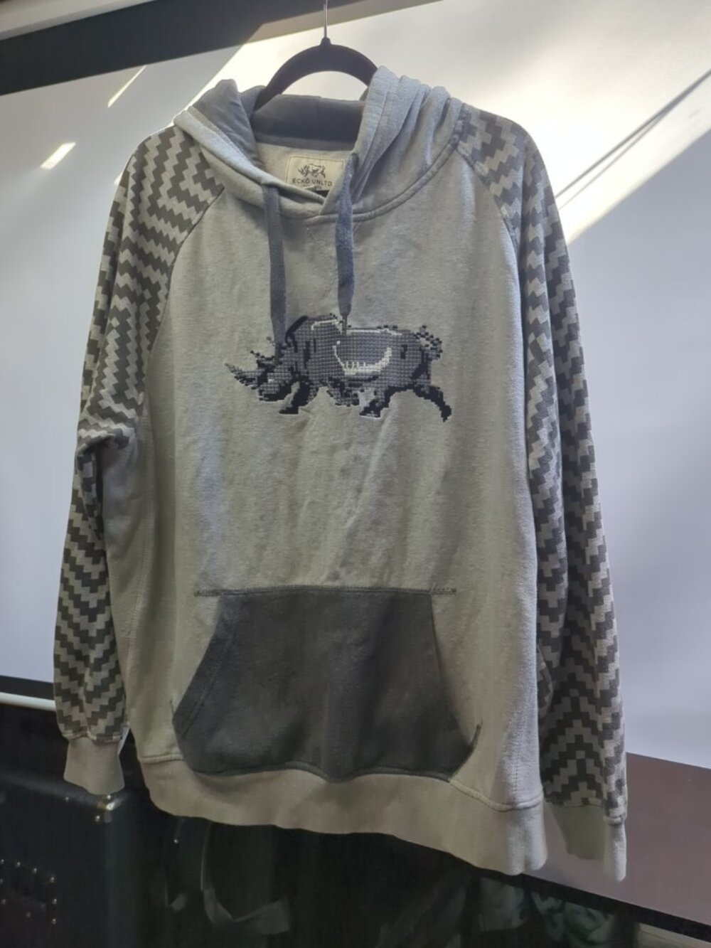 Ecko Unltd. Hoodie Mens Size 2XL XXL Gray Pullover Sweater Hip Hop Rare Y2K Vint